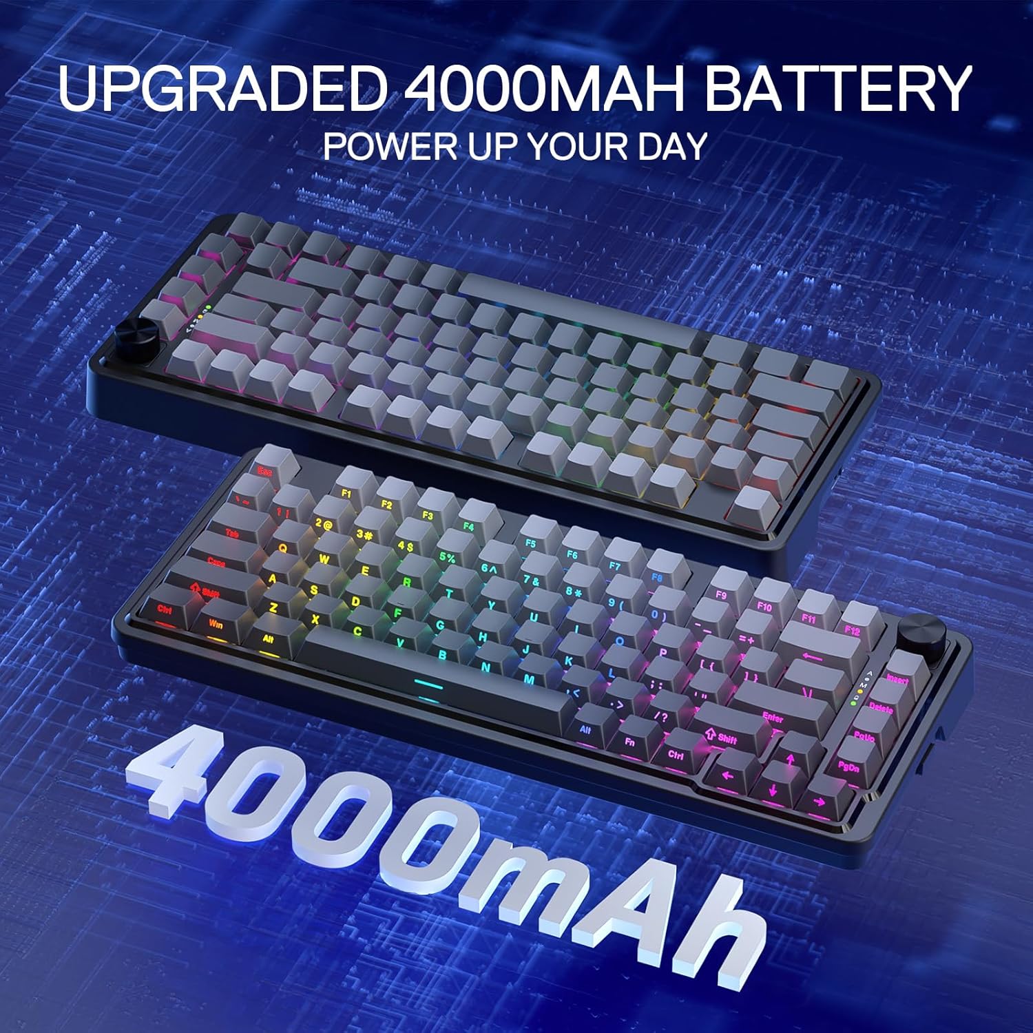 Ucal Pro K673 Pro - 75% Wired + 2.4Ghz + BT Mechanical Keyboard (Concrete Jungle)
