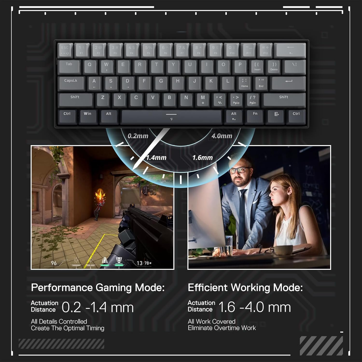 Refurbished Fizz K617 60% Wired Mechanical Keyboard Mystic Grey (Magnetic Switch)