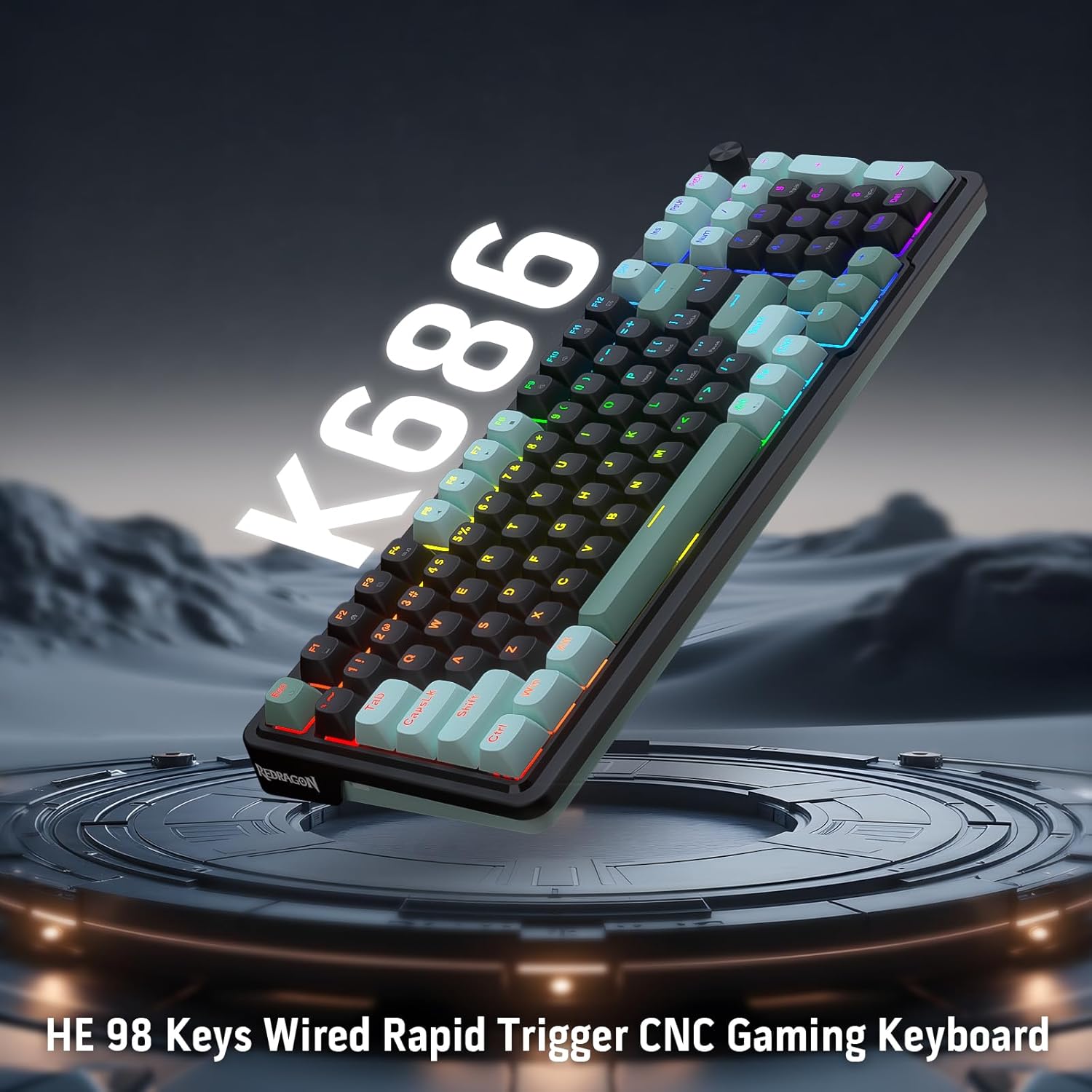 Eisa K686 - 96% Wired RGB Mechanical Keyboard Green and Black (Magnetic Switch)
