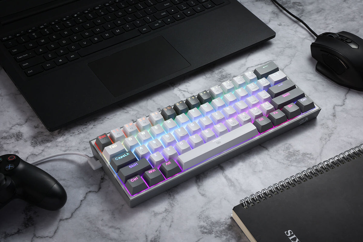 Fizz K617 - 60% Wired Mechanical Keyboard White and Grey (Red Switches