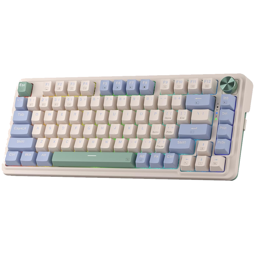 Ucal Pro K673 Pro - 65% Wired+2.4Ghz+Bluetooth Mechanical Keyboard Vintage Blue (Linear Red Switch)