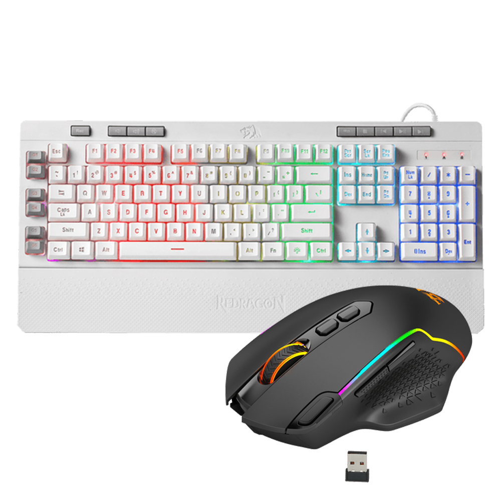 Shiva K512 White Wired Keyboard + Taipan Pro M810 Pro Wireless Mouse Gaming Combo