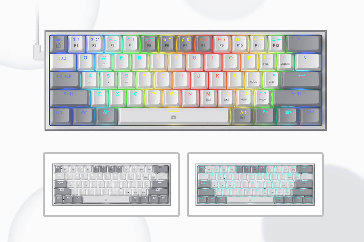 Fizz K617 - 60% Wired Mechanical Keyboard White and Grey (Red Switches