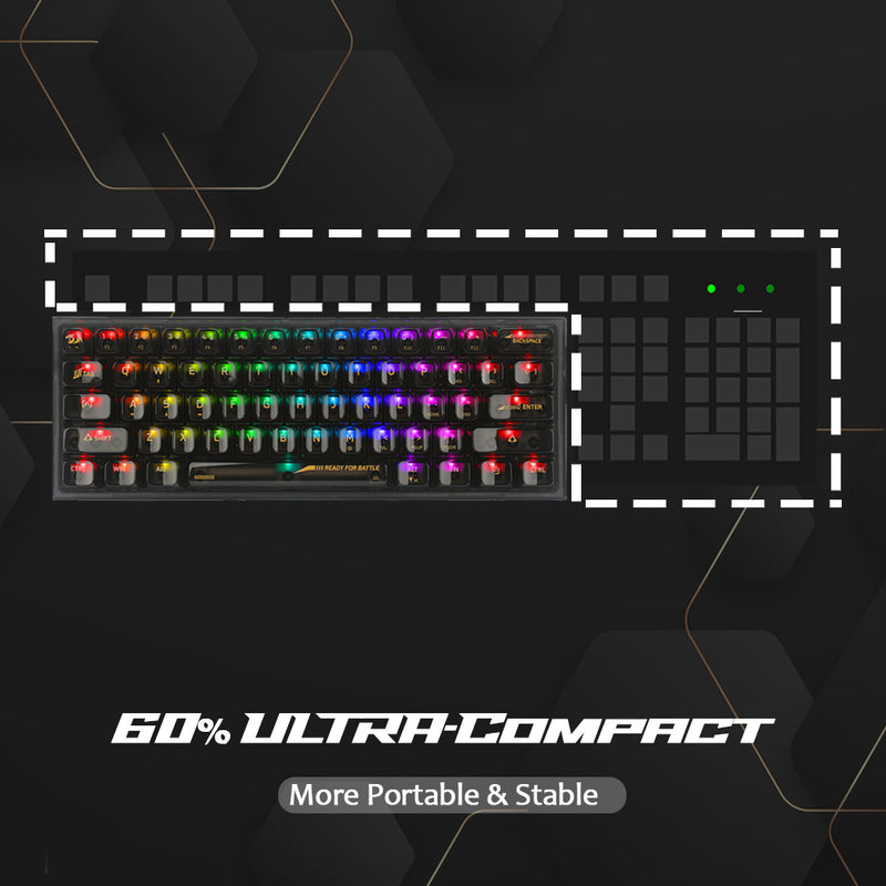 Fizz K617 - 60% Wired Mechanical Keyboard Black Transparent (Translucent Custom  Switch)