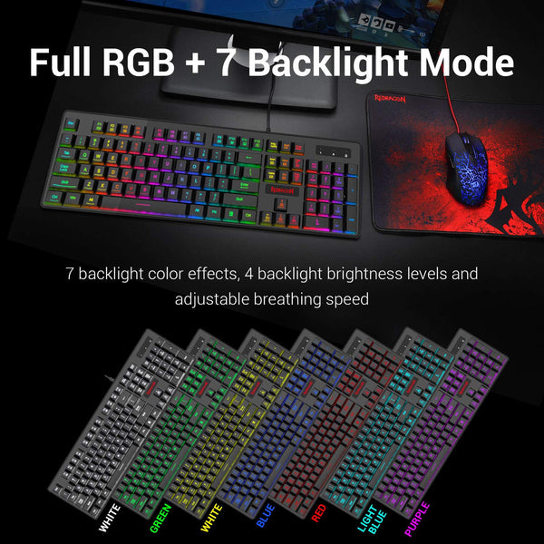 (Refurbished) DYAUS PRO K509-1 - 104 Keys RGB Wired Keyboard without side LED (Mechanical Feel)