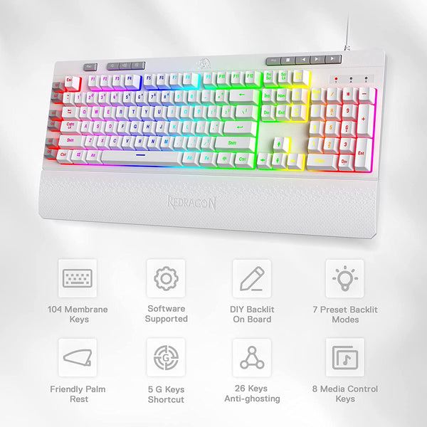Shiva K512- Wired Membrane Keyboard RGB White