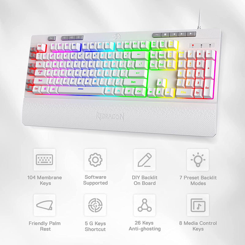 Shiva K512- Wired Membrane Keyboard RGB White