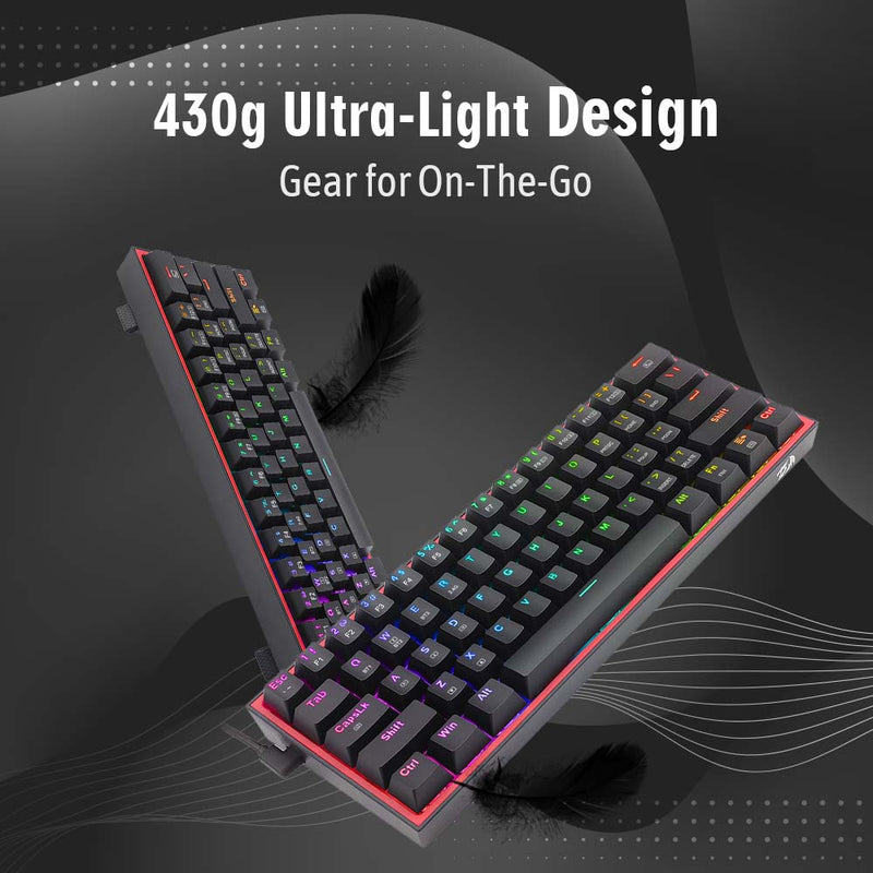 FIZZ PRO K616 - 60% Wired+2.4Ghz+BT Mechanical Keyboard Black (Red Switch)