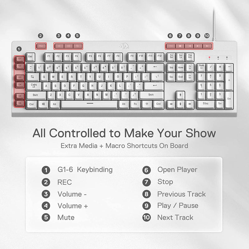Refurbished- Shiva K512- Wired Membrane Keyboard RGB White
