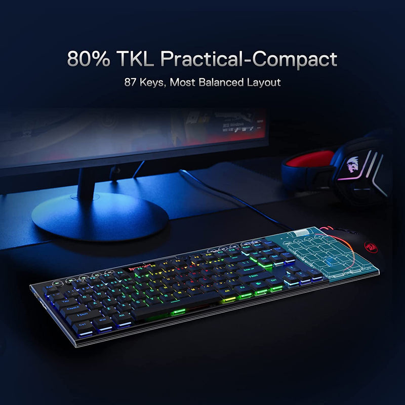 Horus K621 PRO Tkl Wired+2.4G+BT Mechanical Keyboard Black (Red Switch)