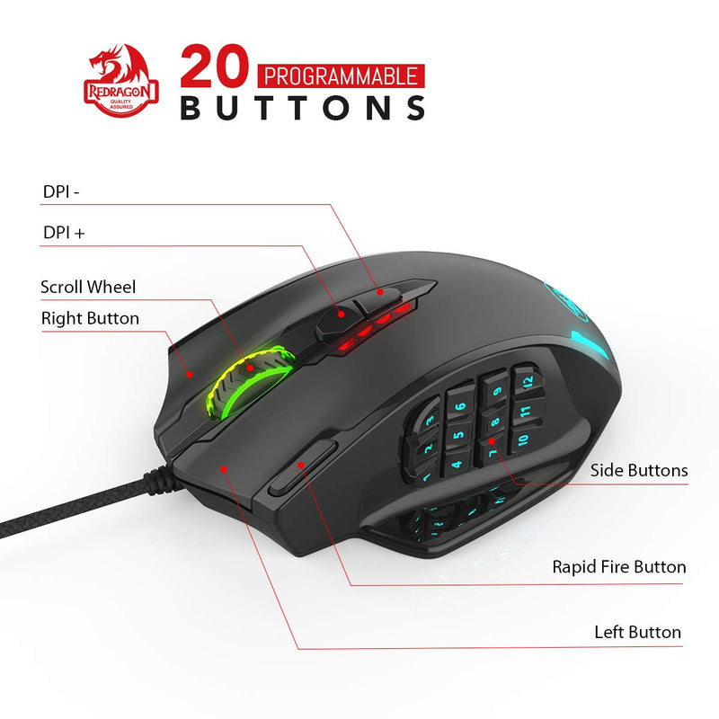 Refurbished- Impact M908 RGB Wired Mouse with Weights