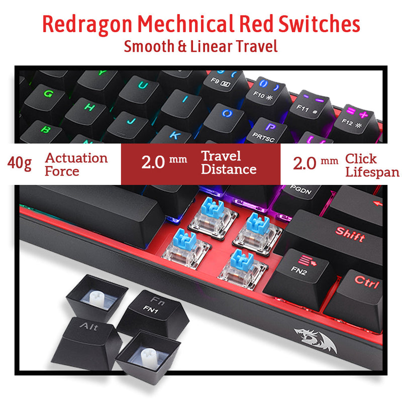 (Refurbished) FIZZ K617 BLACK MECHANICAL KEYBOARD (RED SWITCHES) ﻿﻿