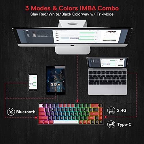 (Refurbished) CASTOR K631 PRO - 65% Bluetooth + 2.4Ghz Wireless + Wired RGB Mechanical Keyboard (Red Switch)