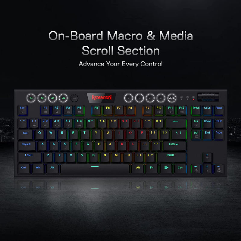 (Refurbished) HORUS K621 TKL Wired+2.4G+BT MECHANICAL KEYBOARD (RED SWITCH)