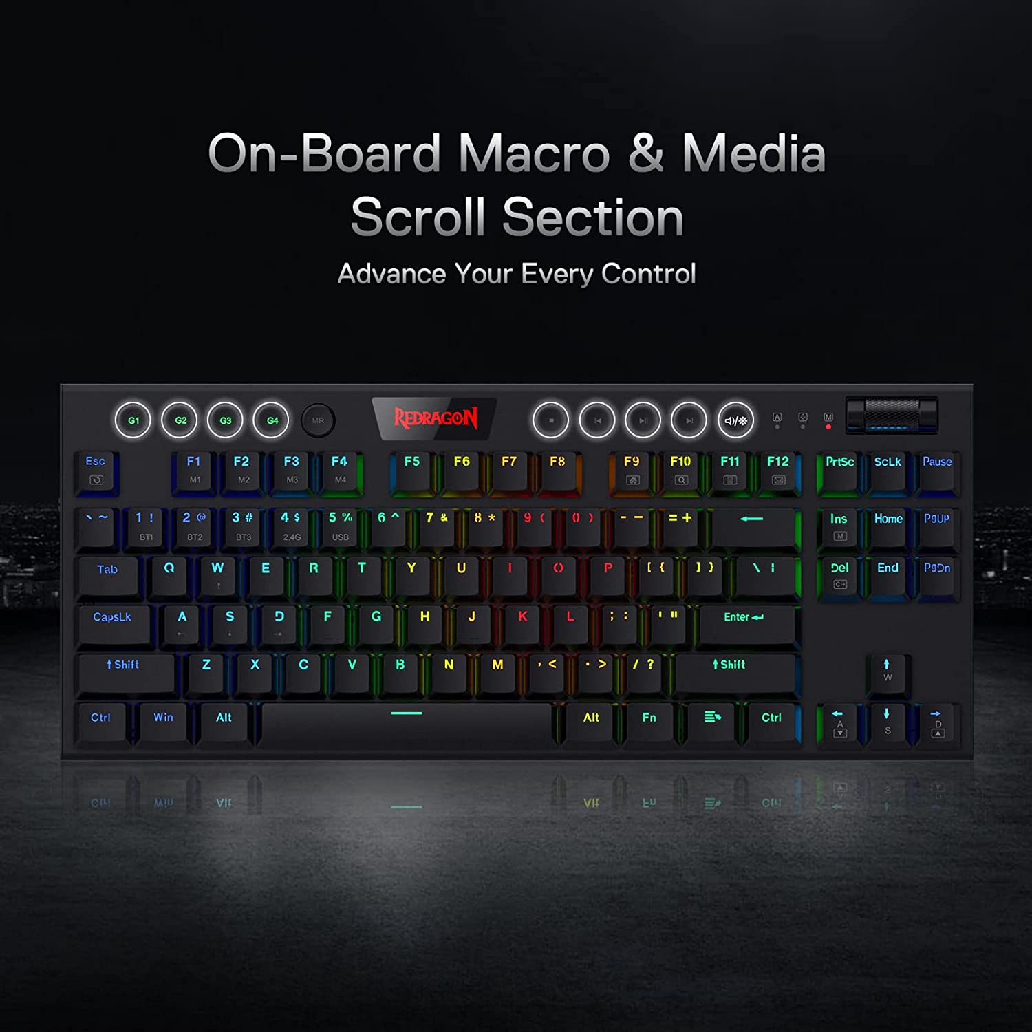 Horus K621 PRO Tkl Wired+2.4G+BT Mechanical Keyboard Black (Red Switch)