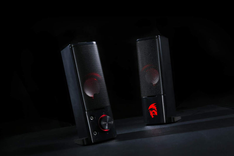 (Refurbished)- ORPHEUS GS550 - 2.0 Channel Stereo Wired Desktop Computer Sound Bar with Compact Maneuverable Size and Red Backlight