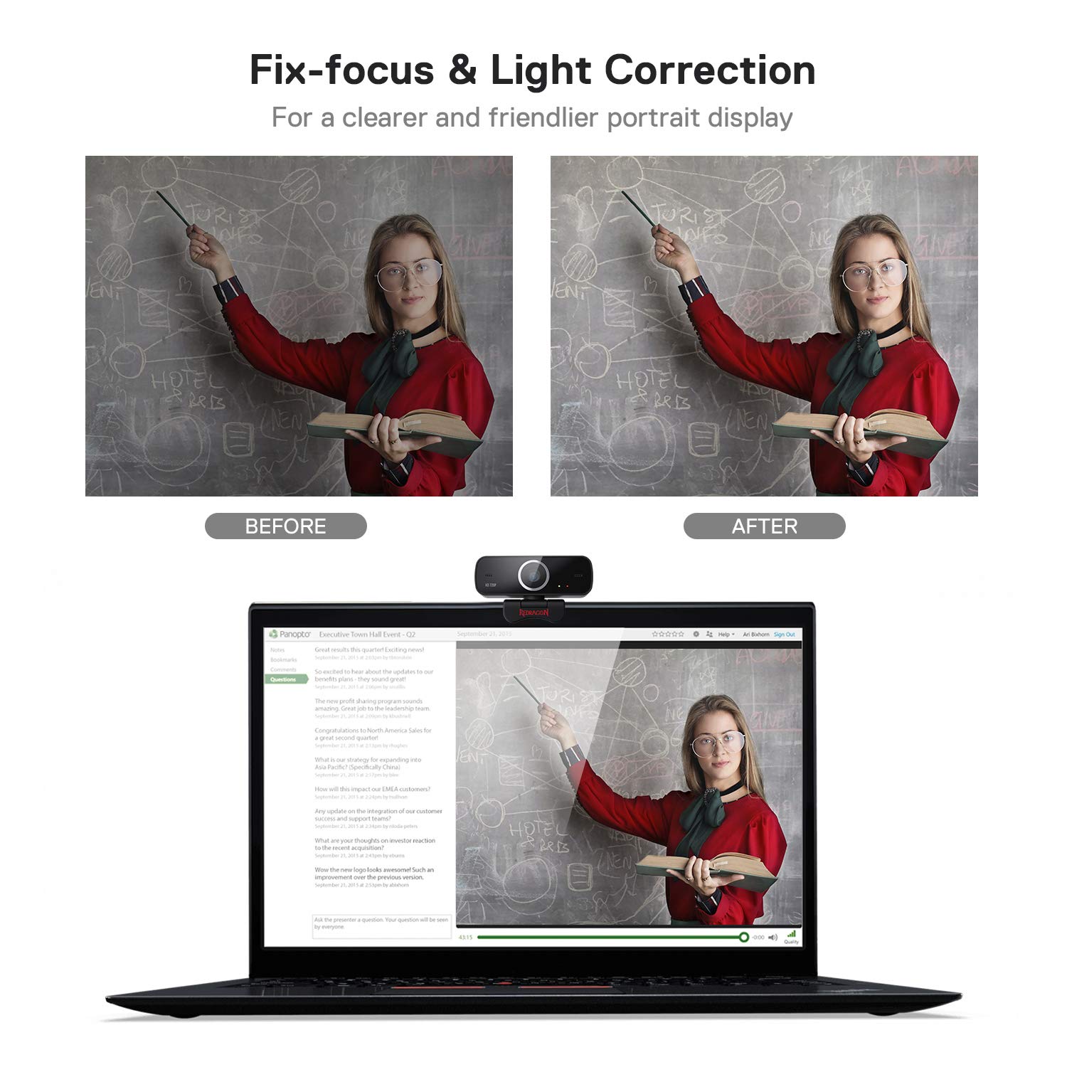 FOBOS GW600 720P Webcam with Built-in Dual Microphone