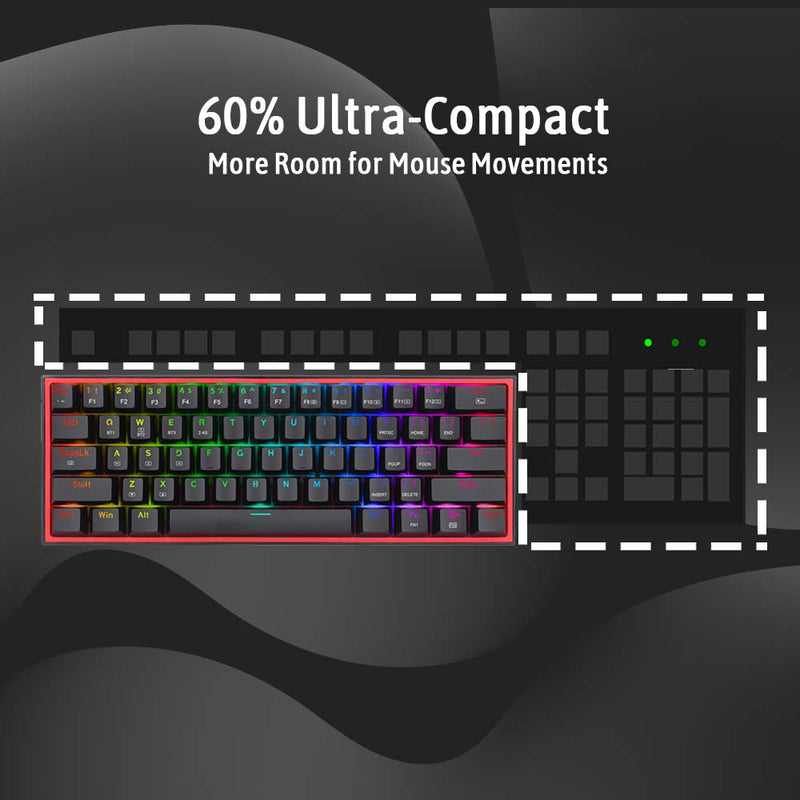 FIZZ PRO K616 - 60% Wired+2.4Ghz+BT Mechanical Keyboard Black (Red Switch)