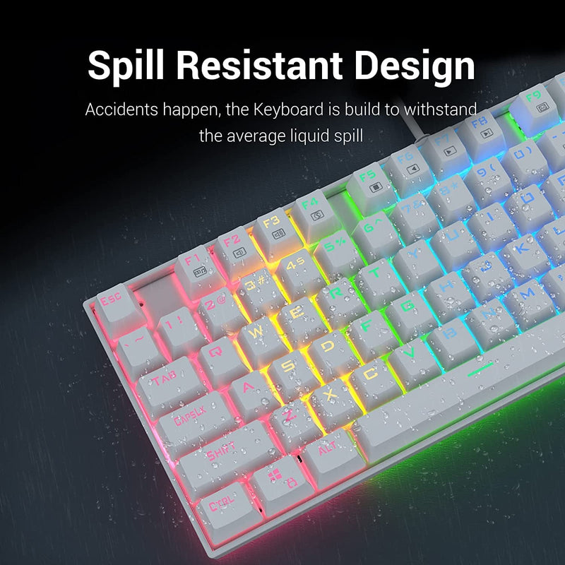(Refurbished) Kumara K552 - TKL Wired Mechanical  Keyboard RGB White (Red Switch)