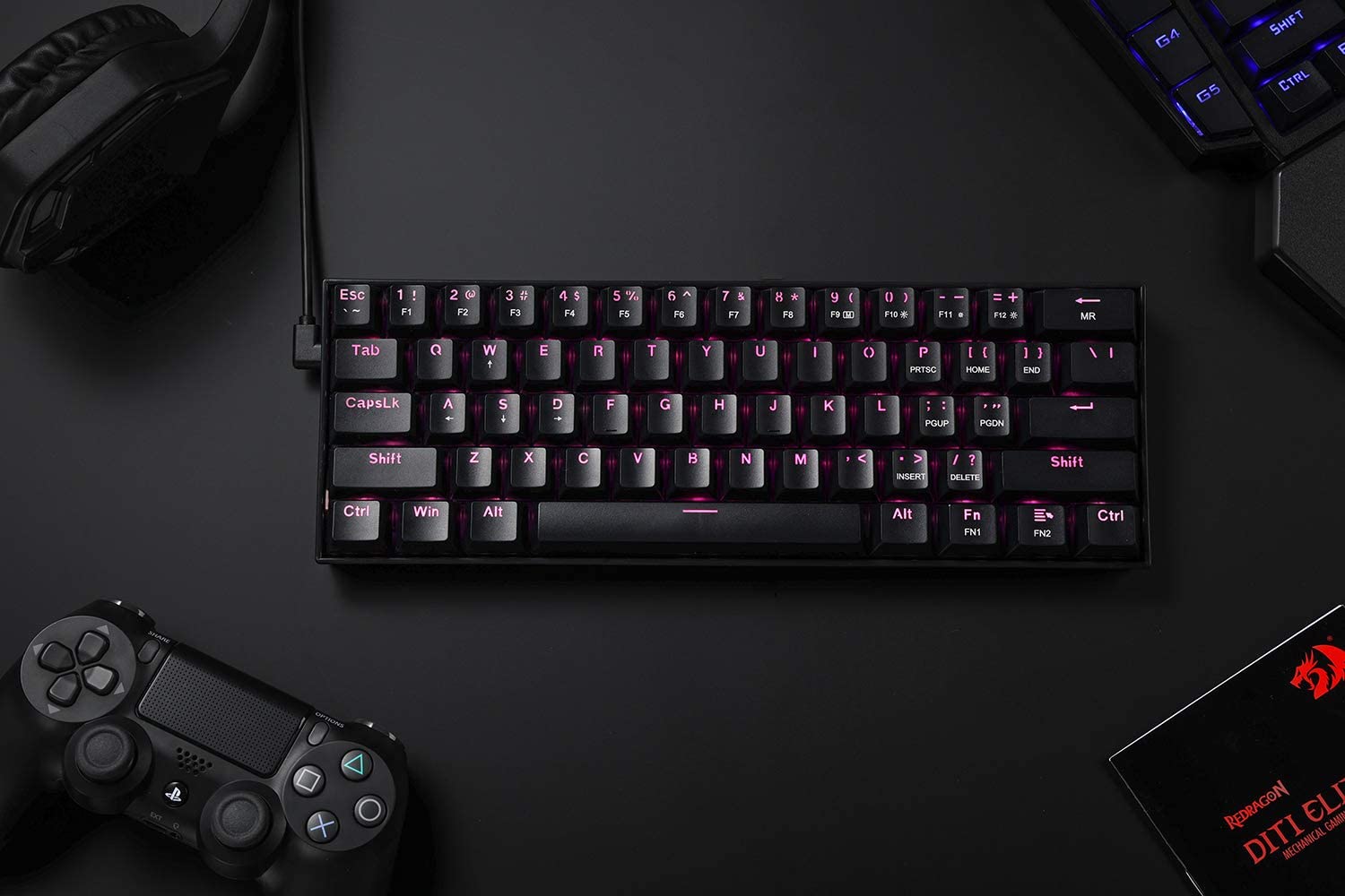 DRAGON BORN K630 - 60% Wired Mechanical Keyboard Pink LED (Brown Switch)