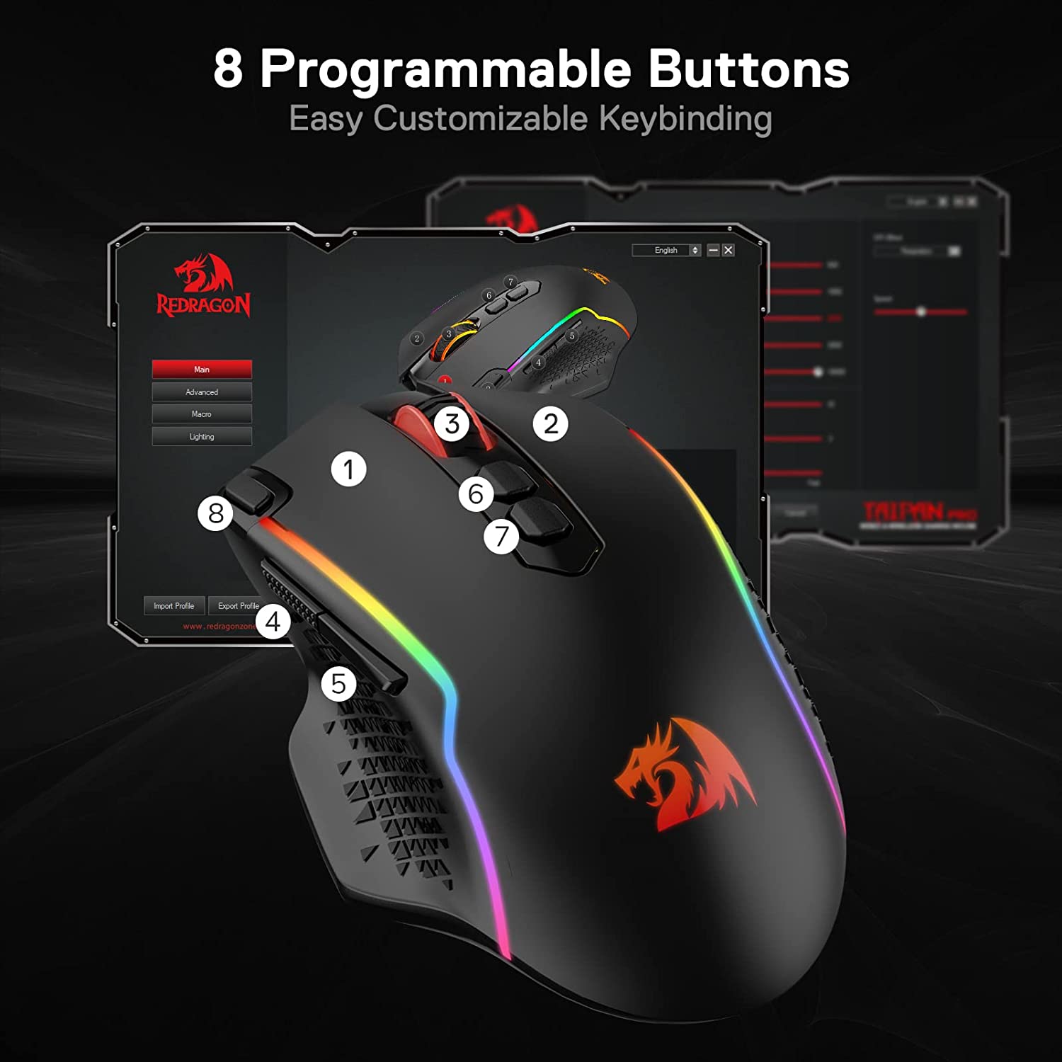 Taipan Pro M810 PRO RGB Wired And Wireless Mouse