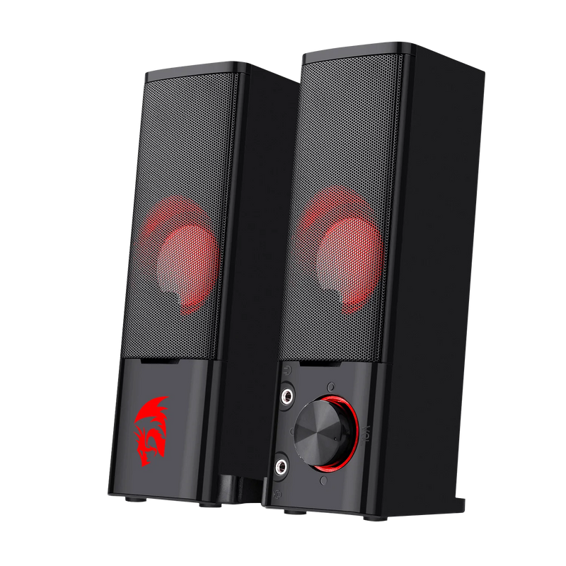 ORPHEUS GS550 - 2.0 Channel Stereo Wired Desktop Computer Sound Bar with Compact Maneuverable Size and Red Backlight